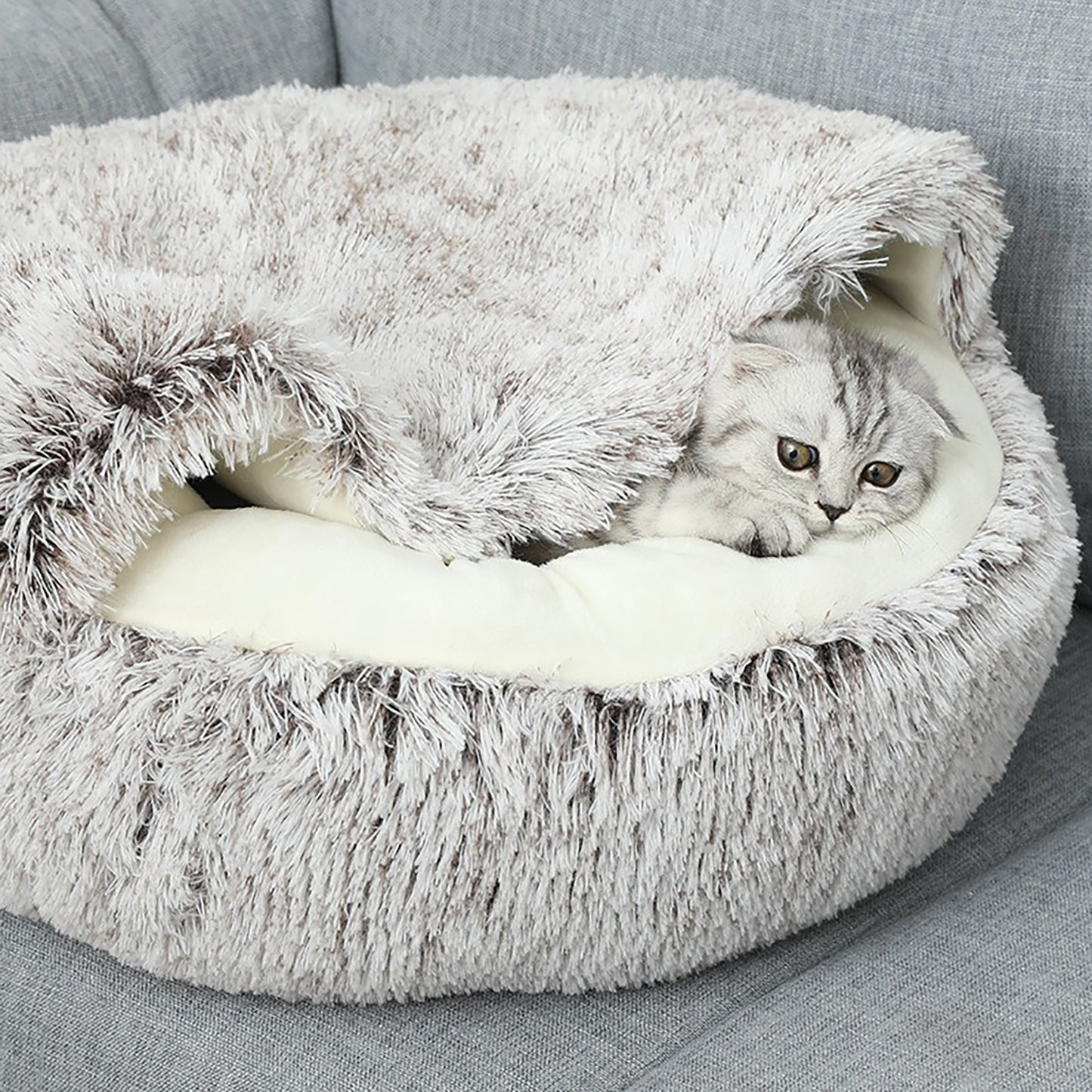 Luxurious Plush Round Cat Bed Cat Bed Round Soft Plush Burrowing
