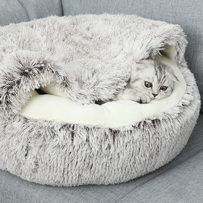 Luxurious Plush Round Cat Bed Cat Bed Round Soft Plush Burrowing