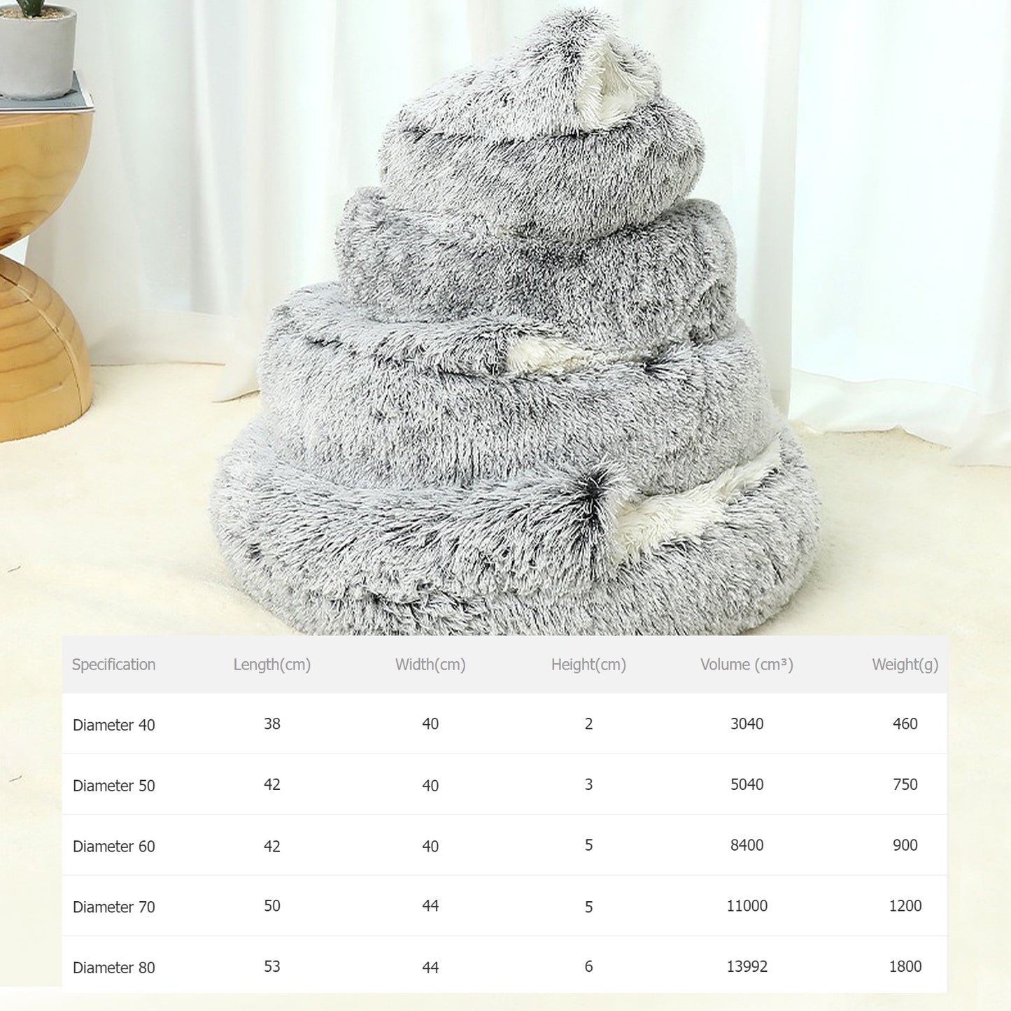 Luxurious Plush Round Cat Bed Cat Bed Round Soft Plush Burrowing