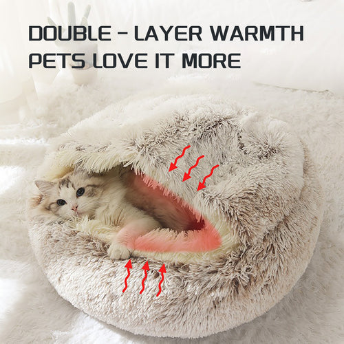 Luxurious Plush Round Cat Bed Cat Bed Round Soft Plush Burrowing