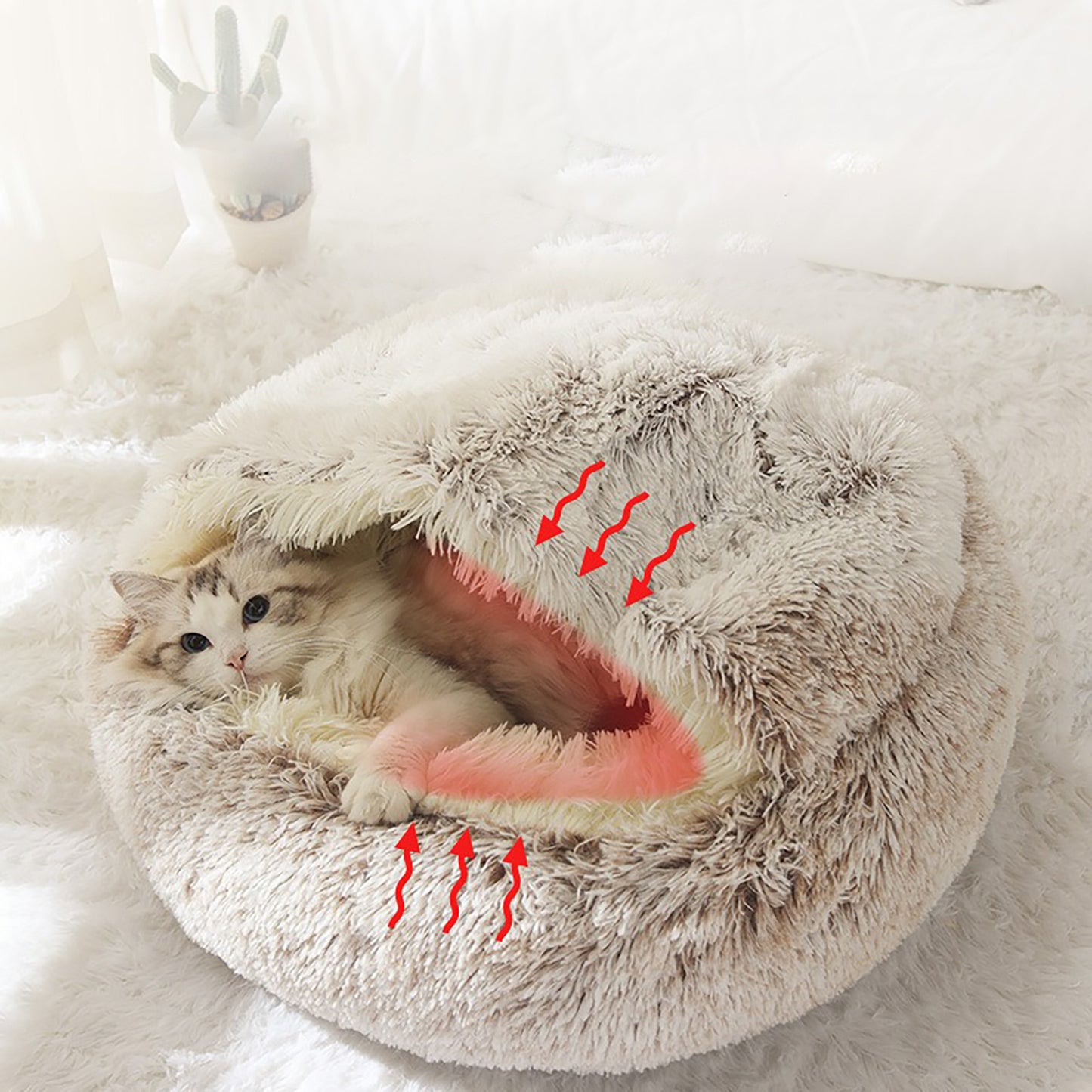 Luxurious Plush Round Cat Bed Cat Bed Round Soft Plush Burrowing