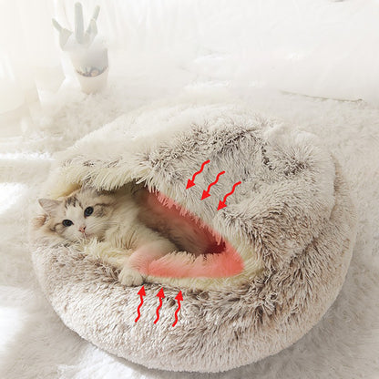 Luxurious Plush Round Cat Bed Cat Bed Round Soft Plush Burrowing