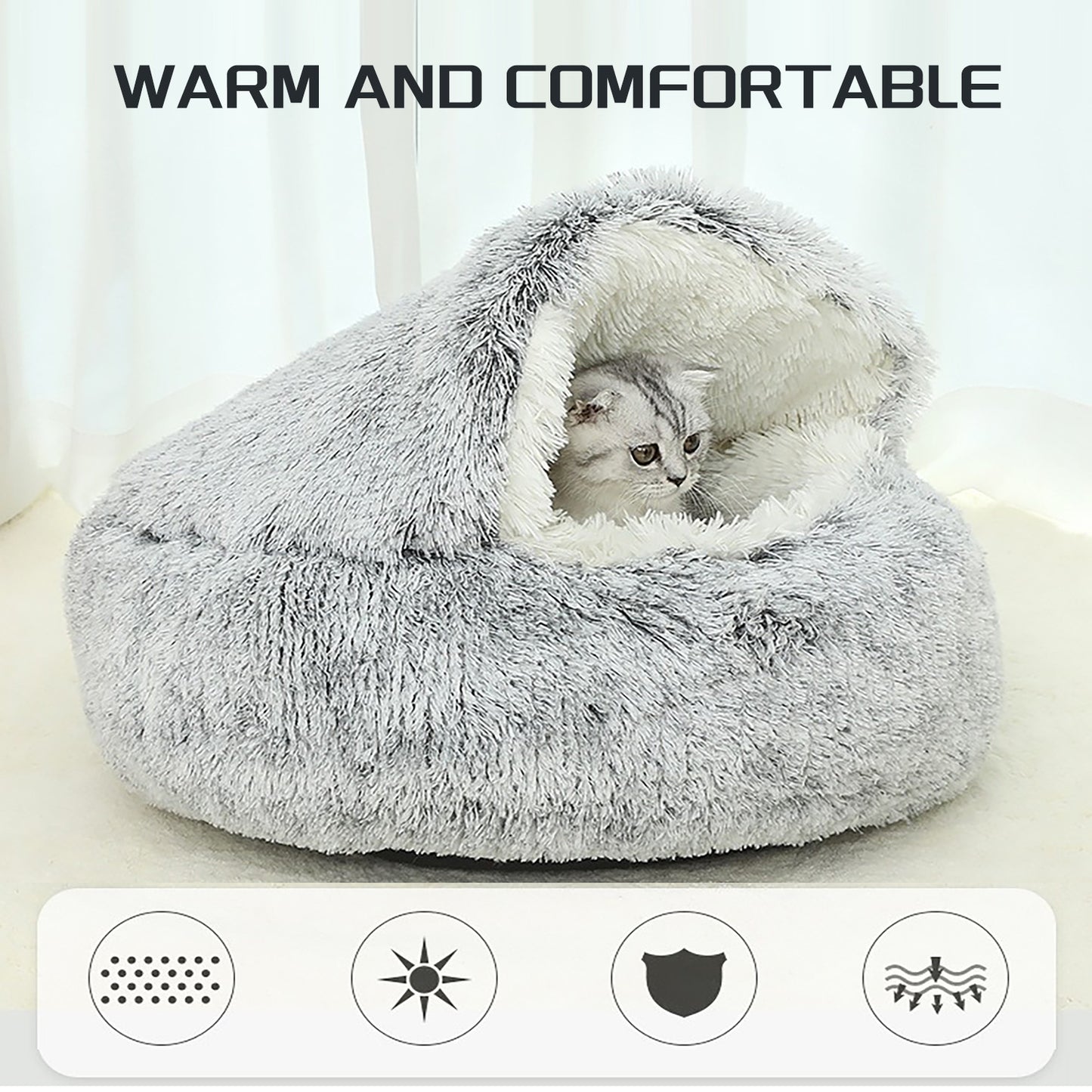 Luxurious Plush Round Cat Bed Cat Bed Round Soft Plush Burrowing